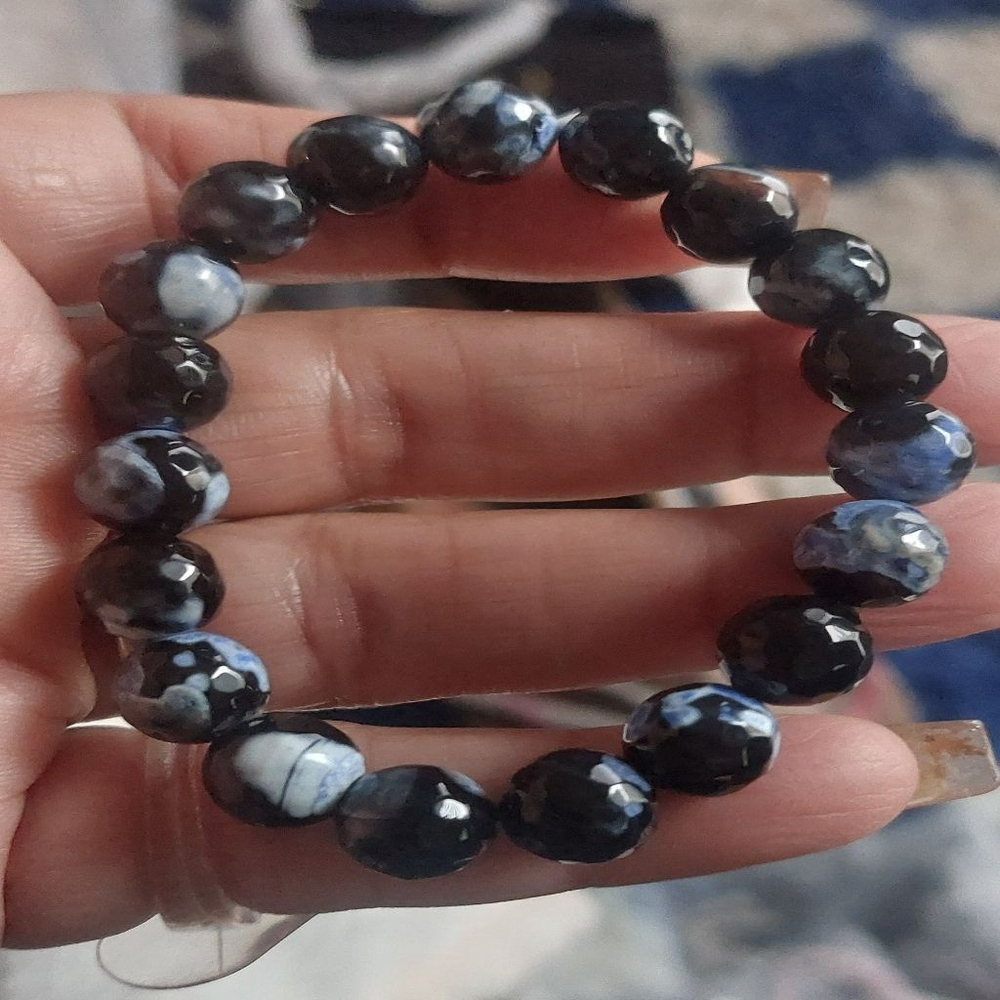 China Crystal Black and Blue Beaded Bracelet From  Size 7.5